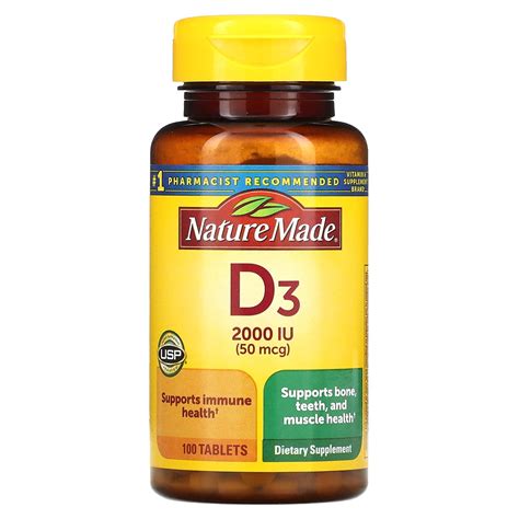 Nature Made Vitamin D3 50 Mcg 100 Tablets