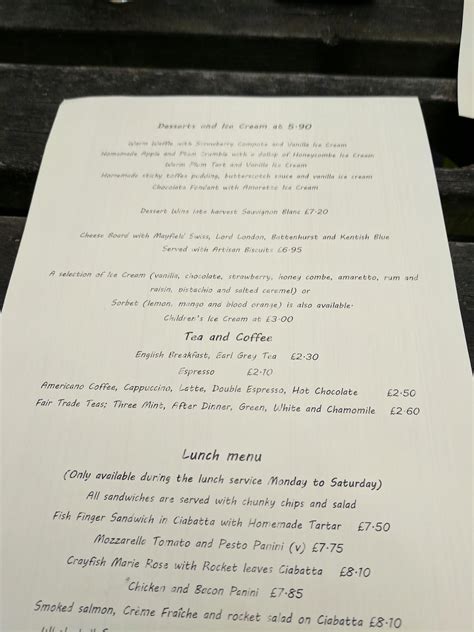 Menu at The Queens Head pub & bar, Sedlescombe