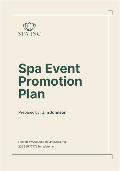 Free Spa Event Promotion Plan Template to Edit Online