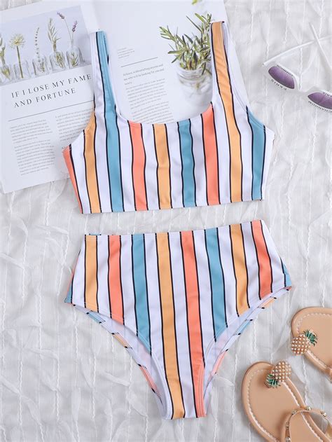 Rainbow Stripes Crop Top High Rise Bikini Set W T I Design Artofit