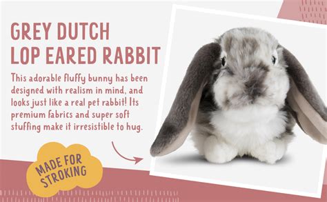 Living Nature Grey Dutch Lop Eared Rabbit Realistic Soft