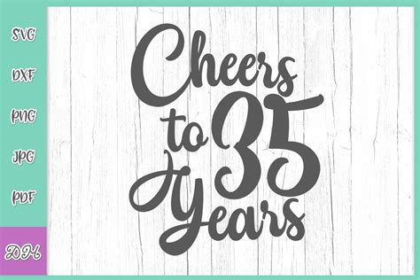 Cheers To 35 Years Svg 35th Birthday Cake Topper Svg Digital Download