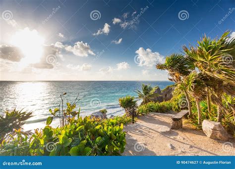 Sunrise on Tulum Coast, Mexico. Stock Image - Image of beach, outdoor ...