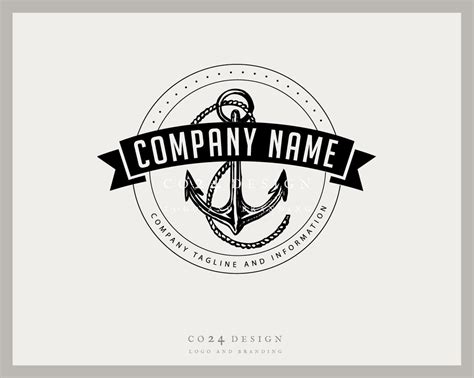 Anchor Logo Vintage Style Nautical Logo Hand Drawn Anchor Etsy