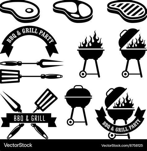 Barbecue Party Bbq And Grill Elements Royalty Free Vector