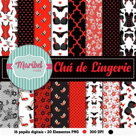 Kit Papel Digital e Elementos Chá de Lingerie no Elo Maribel Paper A E D