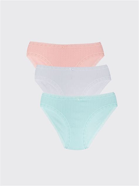 MAVİ Dantel Detaylı Bikini Külot 3 lü Paket S3DE24Z8 FVQ LCW