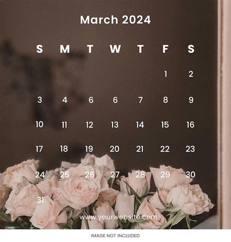 Psd instagram post quadratkalender märz 2024 vorlage design zeitplan