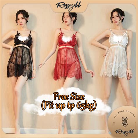 Baju Tidur Wanita Renda Seksi Sexy Lingerie Set Q Shopee Malaysia