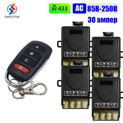Характеристики подходить-Радиоуправляемое реле 220В 30А 433МГц ...