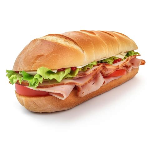 Premium Photo A Sandwich With Ham And Lettuce On It