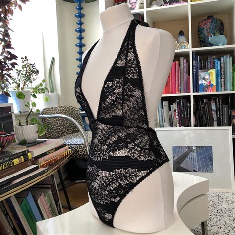 Sexy Black Lace Stretch Lingerie Bodysuit With Sexy Depop