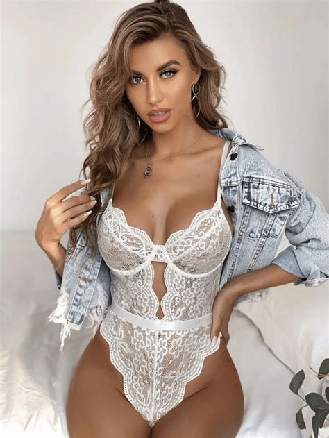 Lingerie Body Floral Rendado Aro Bodysuit Shein Brasil