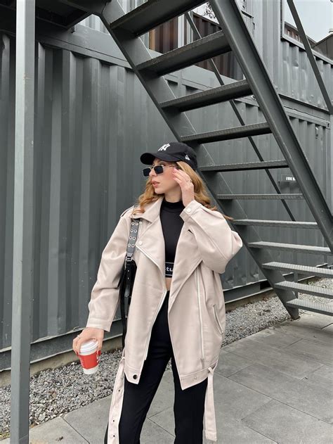 Zara Model Nude Deri Biker Ceket