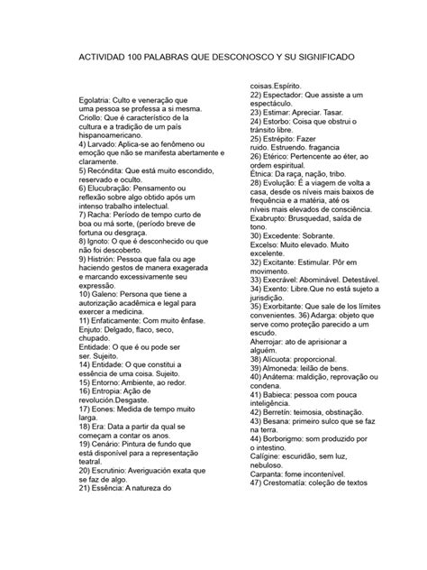 100 Palavras E Seus Significados