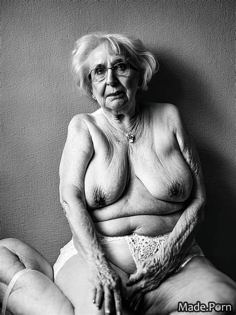 Naked Old Lady With Pouting Lips And White Hair