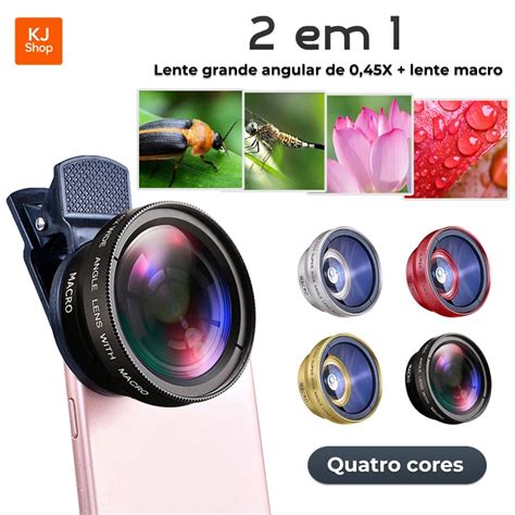 Lente Camera Para Celular - Lente Para Câmera de Celular 2 em 1 0,45X Ultra Grande Angular + Macro ...