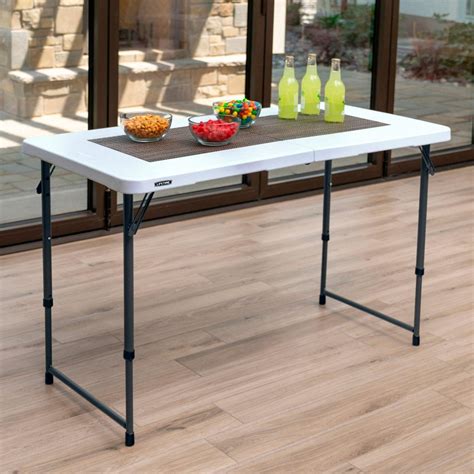 Mesa Plegable Ajustable En Altura Blanco LIFETIME 122 X 61 X 56 91 Cm