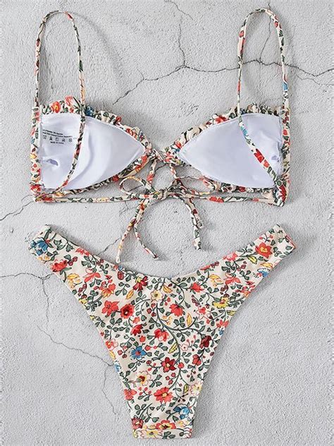Emmiol Free Shipping Ditsy Floral Print Bikini Set Apricot S In Bikini Sets Online Store