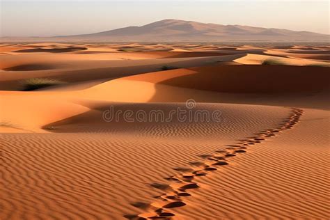 Human Footprints in the Desert. Neural Network AI Generated Stock ...