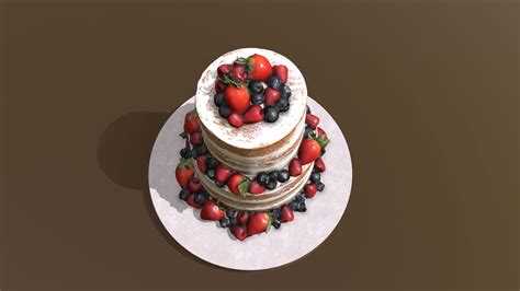 D Model Semi Naked Berry Cake Turbosquid