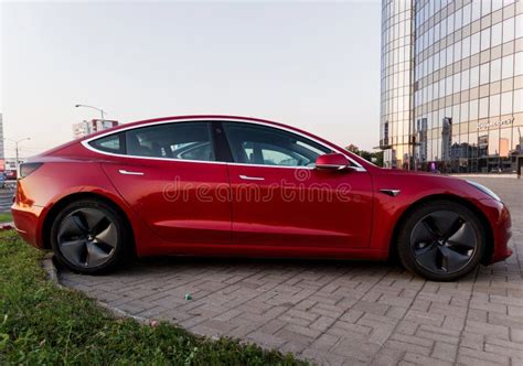 Side View Red Tesla Editorial Image Image Of Transport 335033955