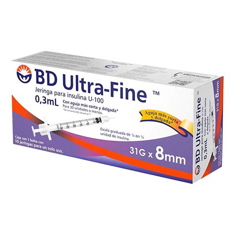 Jeringa Bd Ultra Fine Para Insulina Ml G X Mm Caja C Pzas