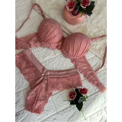 Conjunto Calcinha E Sutia Lingerie Bojo Moda Intima Al As Regulaveis Shopee Brasil