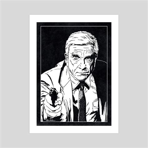 Frank Drebin The Naked Gun Black And White An Art Print By Famous Weirdos Inprnt