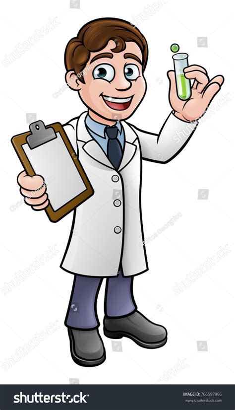 Cartoon Scientist Professor Wearing Lab White Stock Vector (Royalty ...