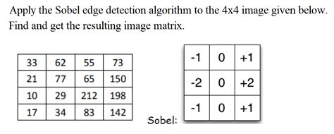 Solved Apply the Sobel edge detection algorithm to the 4×4 | Chegg.com