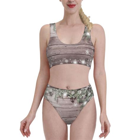Lukts Women High Waisted Bikini Set Christmas Swimsuit Piece Bathing Suit Tummy Control Large