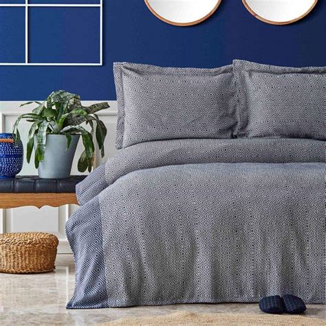 ᐉ Покрывало с наволочками Nautica Home Carla indigo 230х240 см Синий