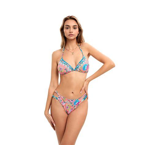 Triangle Bikini Embroidered Placement Print Swimwear Cut Out Custom Bathing Suit China