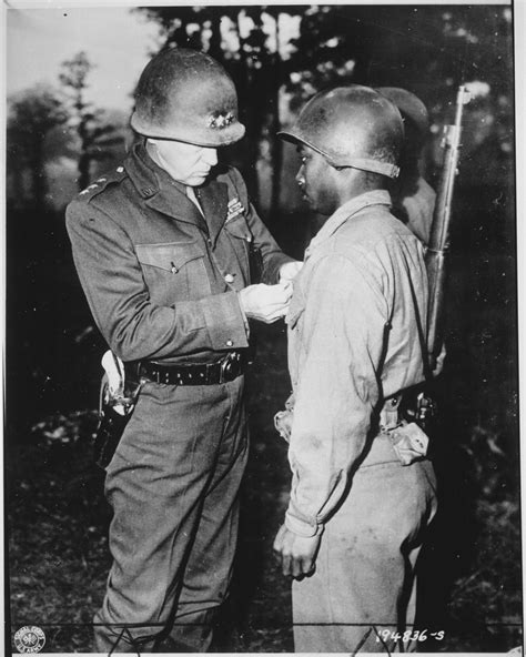 Lt Gen George S Patton Pins The Silver Star On Pvt Ernest A