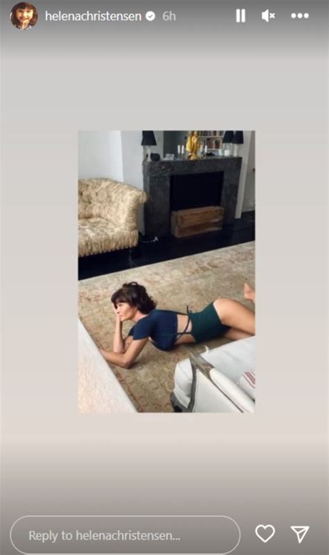 Helena Christensen Shows Off Legs In Blue Green Lingerie Set Photos