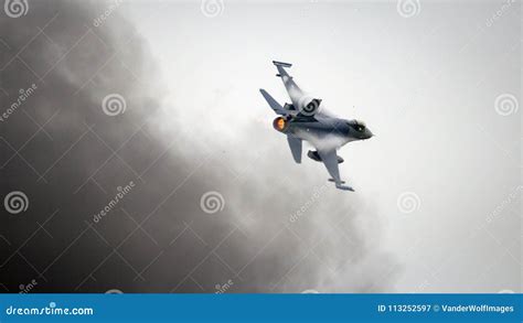 Explosion Smoke F16 Fighter Jet Editorial Photography Image Of