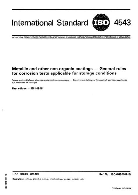 ISO 4543:1981 - Metallic and other non-organic coatings — General rules ...