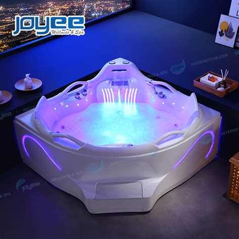 Joyee Best Acrylic Luxury 2 Person Whirlpool Bathtub With Colorful Led Lights Air Bubble Massage