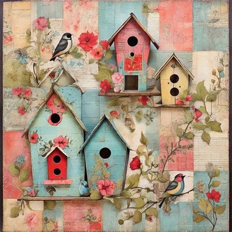 Birds And Birdhouses Art Print Free Stock Photo Public Domain Pictures