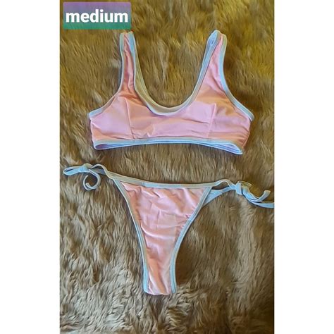 TWO PIECE BIKINI SPORTY CUT BIKINI HIGH CUT STRING BIKINI BABYPINK COLOR MEDIUM SIZE Shopee