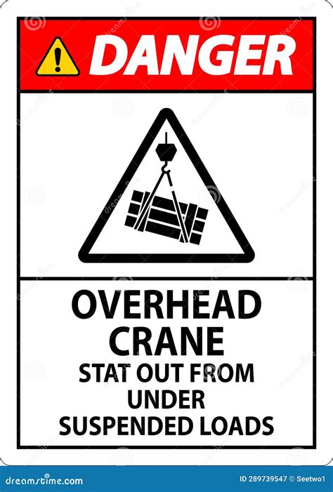 Danger Sign Overhead Crane Suspended Loads Stock Vector Illustration