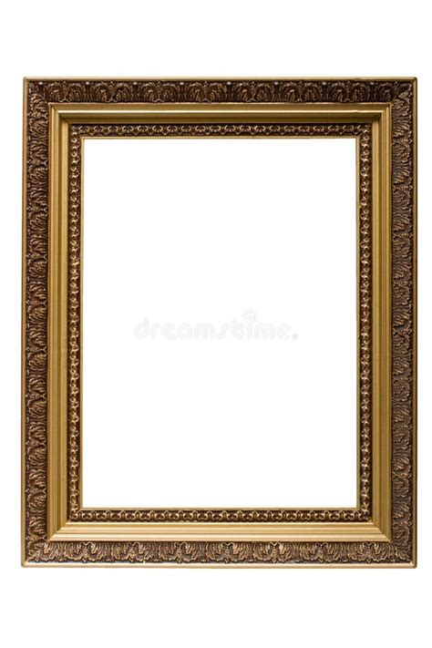 Ouro Vazio Frame De Retrato De Madeira Chapeado Isolado Imagem De Stock