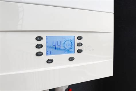 Close Up Of Smart Control Panel Of Gas Boiler For Winter Home Heating And Hot Water Stock Image