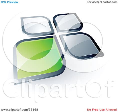 Clipart Illustration of a Pre-Made Logo Of A Green Square Or Petal Standing Out From Gray Ones ...