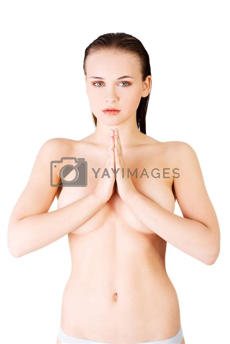 Attractive Beautiful Naked Woman With Hands Together Covering By BDS Vectors Illustrations
