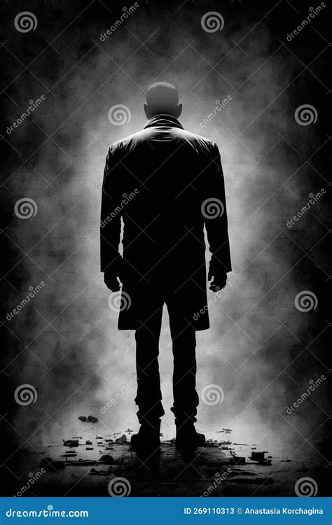 A Gloomy Dark Concept Of A Dark Figure Of A Man Shrouded In Fog And