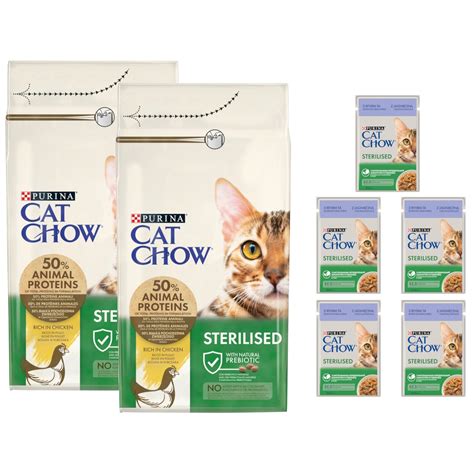 Purina CAT CHOW Sterilised 2x 1,5kg + 5 saszetek (7613032233396) • Cena ...