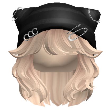 Y2K Wolfcut Hair W Cat Beanie Blonde Roblox