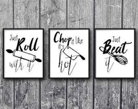Kitchen Print Set Of Chop It Like Its Hot Kitchen Decor Etsy